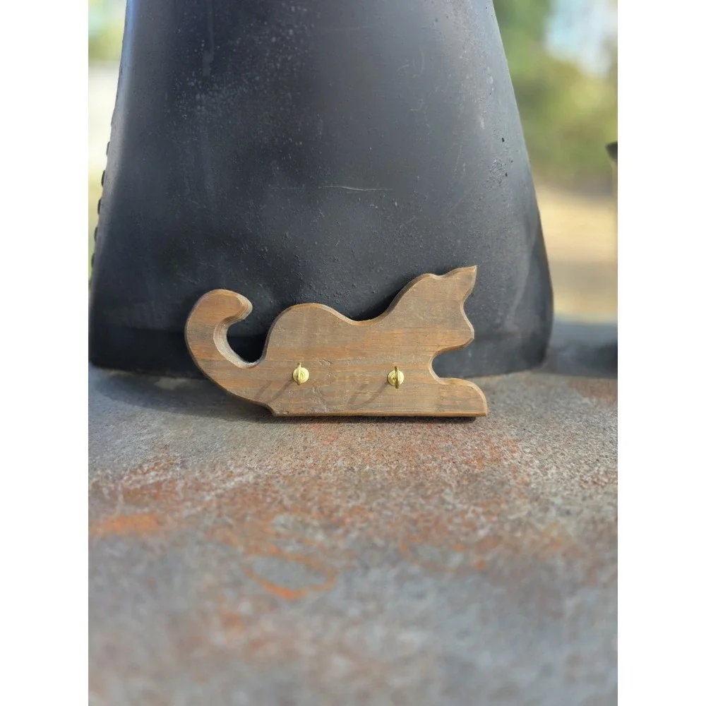 VTG Wooden Kitty‎ Cat Wall Hook Key Rack 7